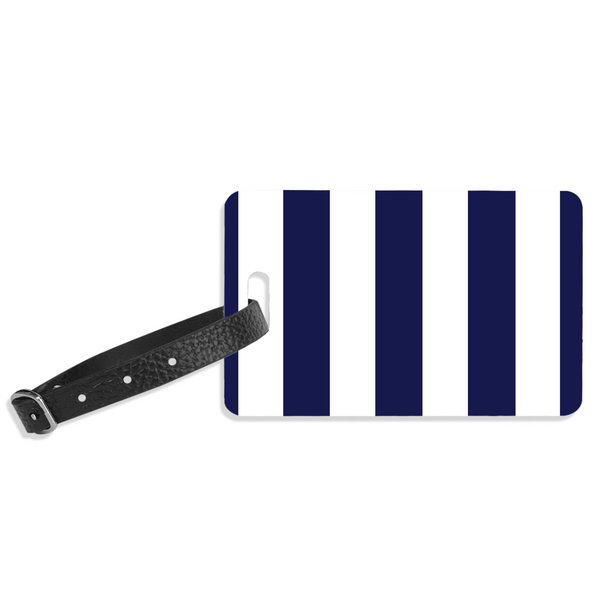 Navy and White Luggage Label