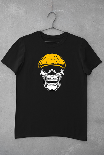 Skull Face T-Shirt - Amber & Blue