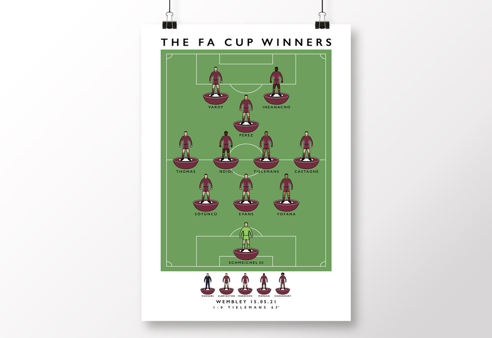 Leicester City 2021 FA Cup Winners Poster Kick Off Merchants