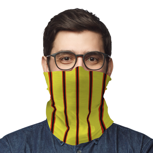 Yellow & Black & Red (Pinstripes) Face Wrap / Snood