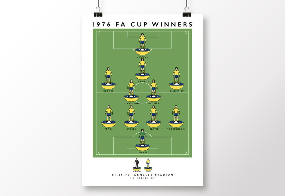 Southampton 1976 FA Cup Winners Poster Kick Off Merchants