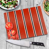 Red, White & Black (Pinstripes) Glass Chopping Board