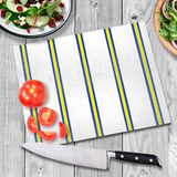 White, Blue & Yellow Glass Chopping Board