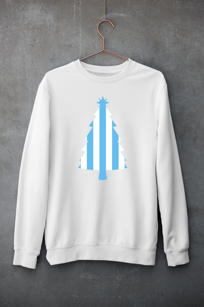 Christmas Tree Jumper -  Sky Blue & White