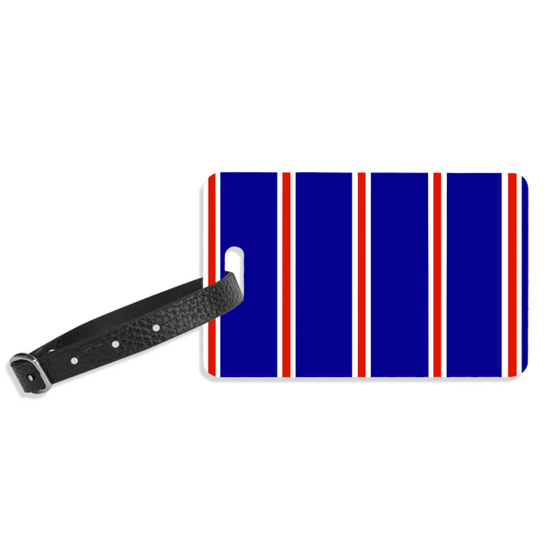 Blue & Red & White (Pinstripes) Luggage Label