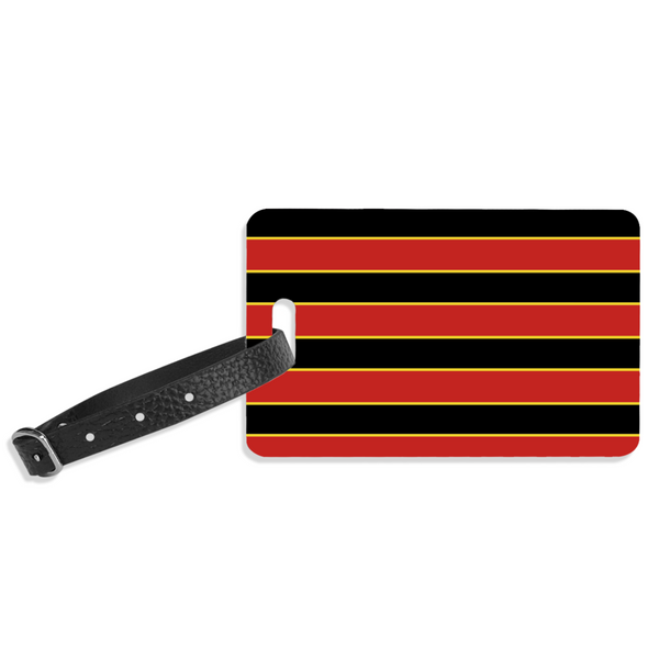 Red & Black & Gold (Pinstripes) Luggage Label