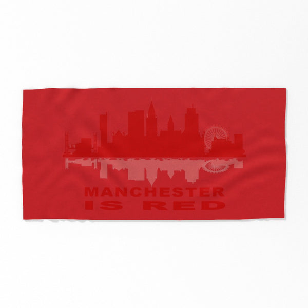 Manchester United FC Large Beach Towel – 100% Cotton – Red White – Official MUFC 2024-25