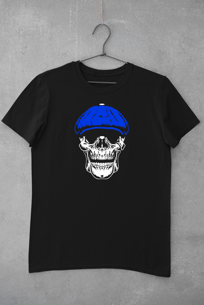 Skull Face T-Shirt - Blue & White