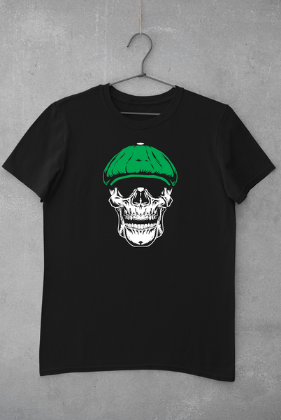 Skull Face T-Shirt - Green & White
