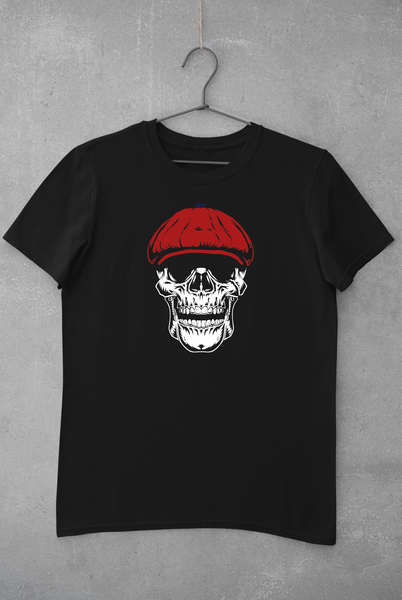 Skull Face T-Shirt - Red & Navy