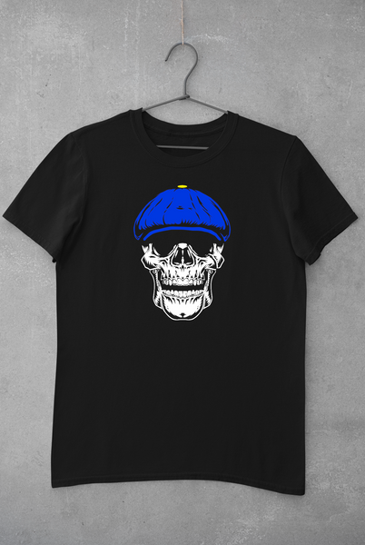 Skull Face T-Shirt - Blue & Yellow