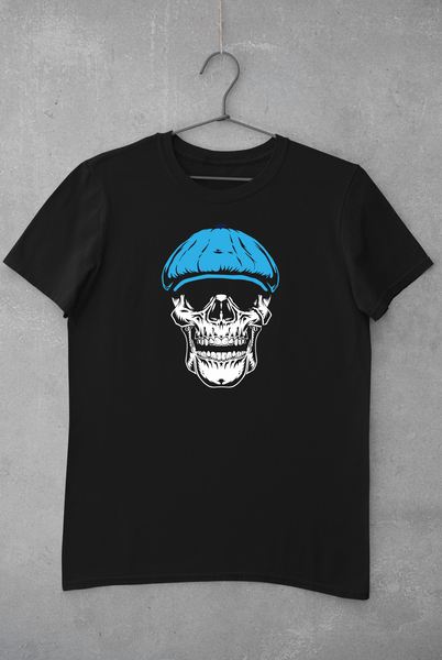 Skull Face T-Shirt - Sky Blue & Navy