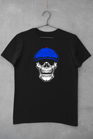 Skull Face T-Shirt - Blue & Red