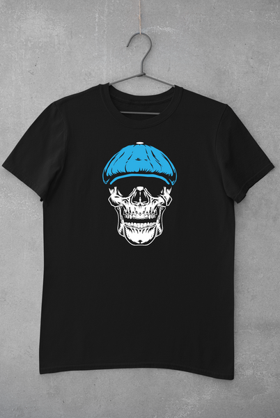 Skull Face T-Shirt - Sky Blue & White