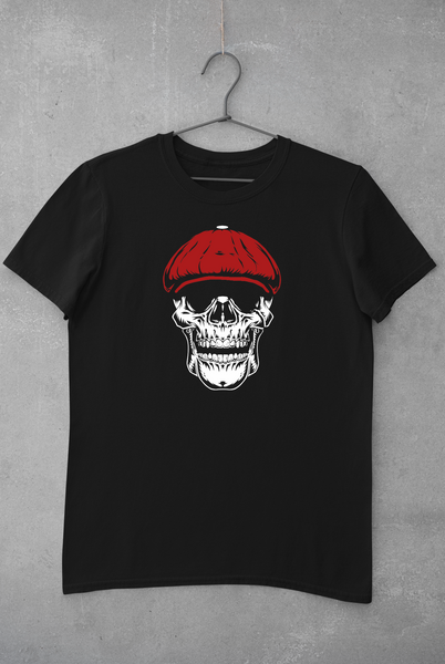 Skull Face T-Shirt - Red & White
