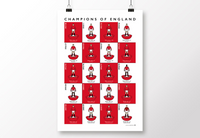 Manchester United 20 Times Champions of England Poster