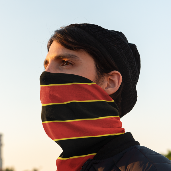 Red, Black & Gold (Pinstripes) Face Wrap / Snood
