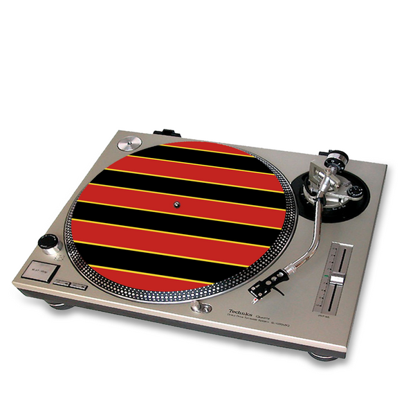 Red, Black & Gold (Pinstripes) Turntable Mat