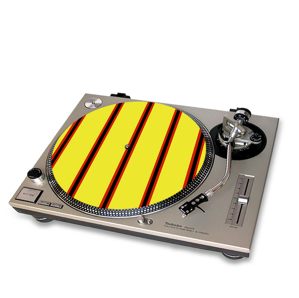 Yellow, Black & Red (Pinstripes) Turntable Mat