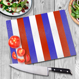Red, White & Blue Glass Chopping Board