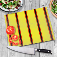 Yellow & Black & Red (Pinstripes) Glass Chopping Board