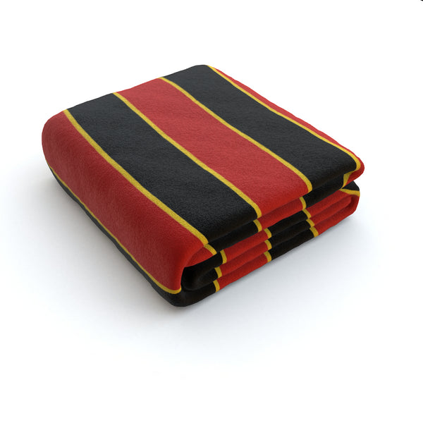 Red & Black & Gold (Pinstripes) Fleece Blanket