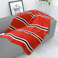 Red & White & Black (Pinstripes) Fleece Blanket