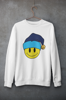 Acid Smiley Christmas Jumper - Sky Blue & Navy