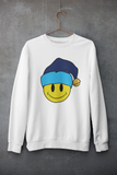 Acid Smiley Christmas Jumper - Sky Blue & Navy