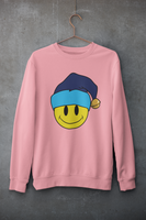 Acid Smiley Christmas Jumper - Sky Blue & Navy