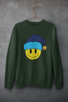 Acid Smiley Christmas Jumper - Sky Blue & Navy