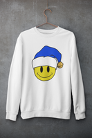 Acid Smiley Christmas Jumper -  Blue & White