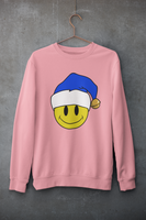 Acid Smiley Christmas Jumper -  Blue & White