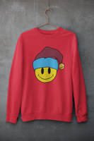 Acid Smiley Christmas Jumper -  Claret & Blue