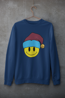 Acid Smiley Christmas Jumper -  Claret & Blue