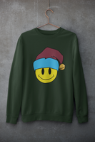 Acid Smiley Christmas Jumper -  Claret & Blue