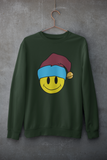 Acid Smiley Christmas Jumper -  Claret & Blue