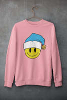 Acid Smiley Christmas Jumper -  Sky Blue & White