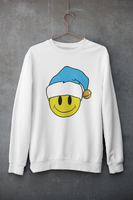 Acid Smiley Christmas Jumper -  Sky Blue & White