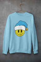 Acid Smiley Christmas Jumper -  Sky Blue & White