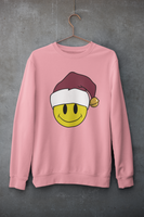 Acid Smiley Christmas Jumper -  Claret & White